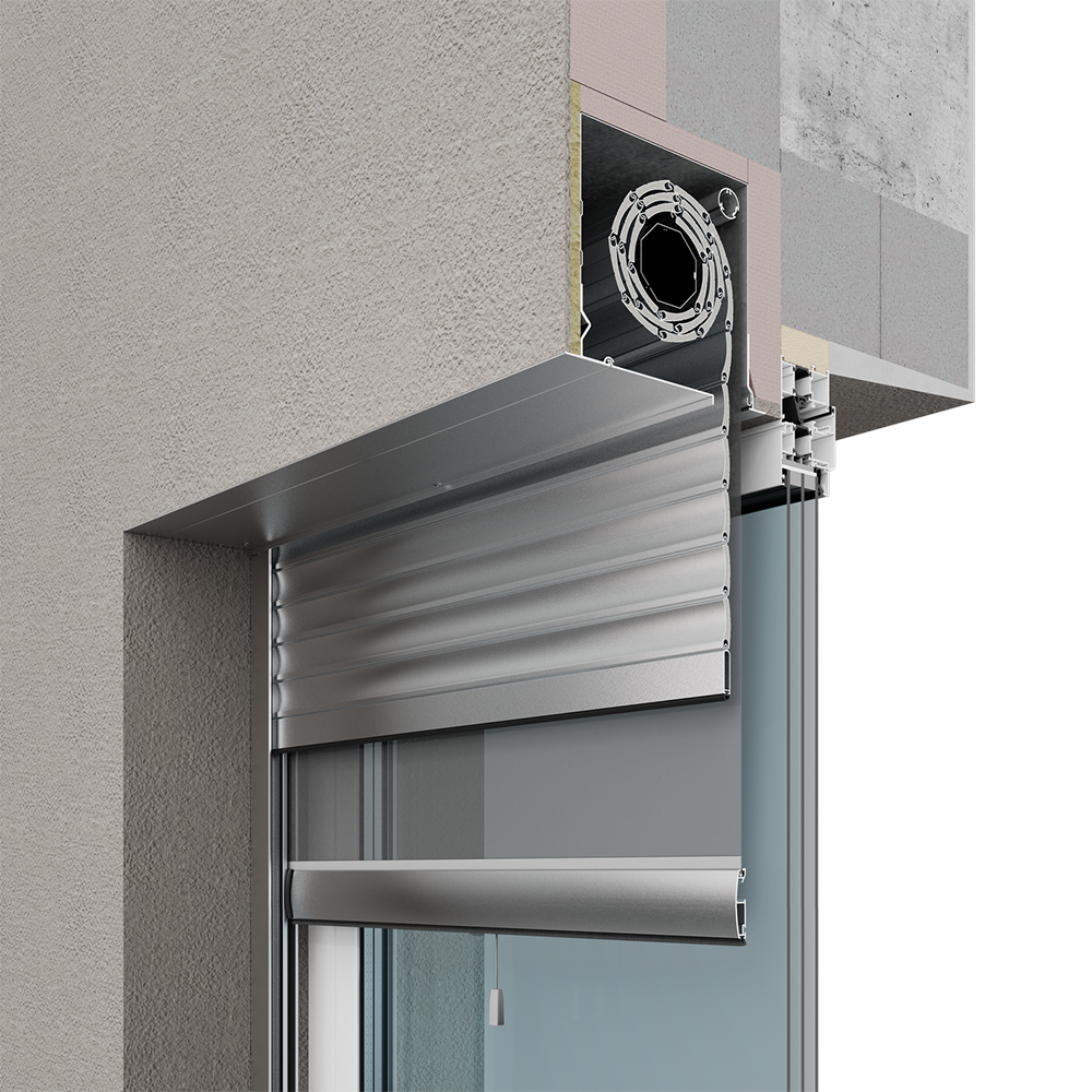 Скрытый короб с москитной сеткой устанавливается в сторону улицы