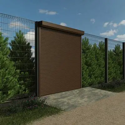 Рольворота для забора коричневого цвета